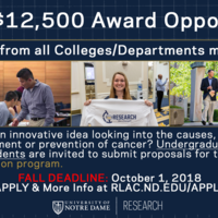 $12,500 Student Grant Opportunity - Fall Deadline: October 1, 2018